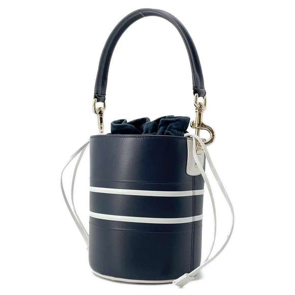 Dior White  Navy Shoulder Bucket 2way Christian Bag Vive - Picture 1 of 16